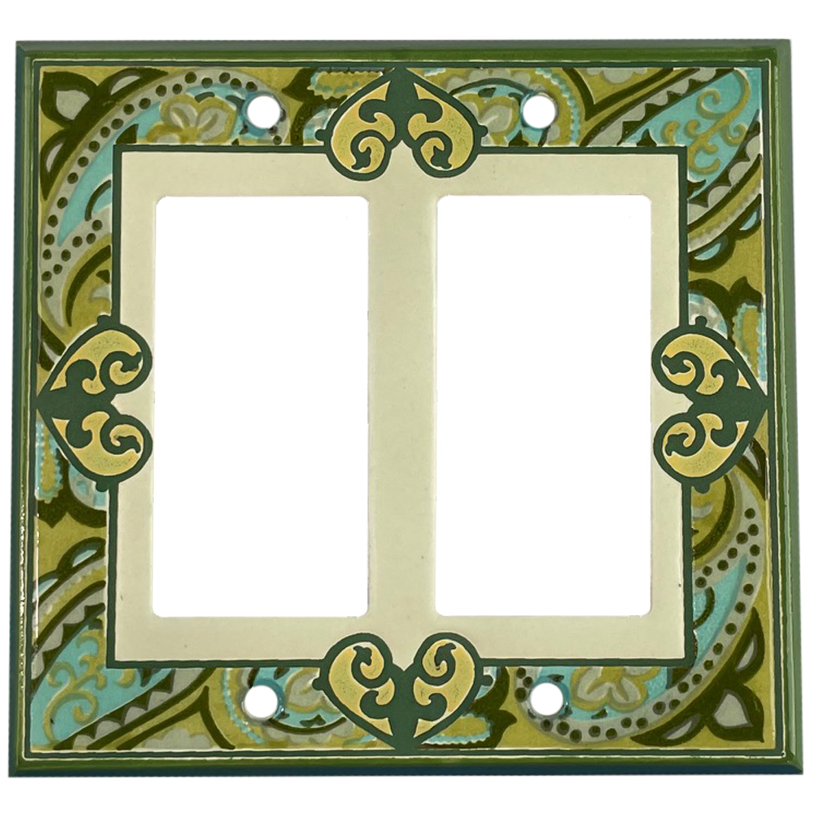 Paisley - Green Cover Plates 2 Rocker Wallplate