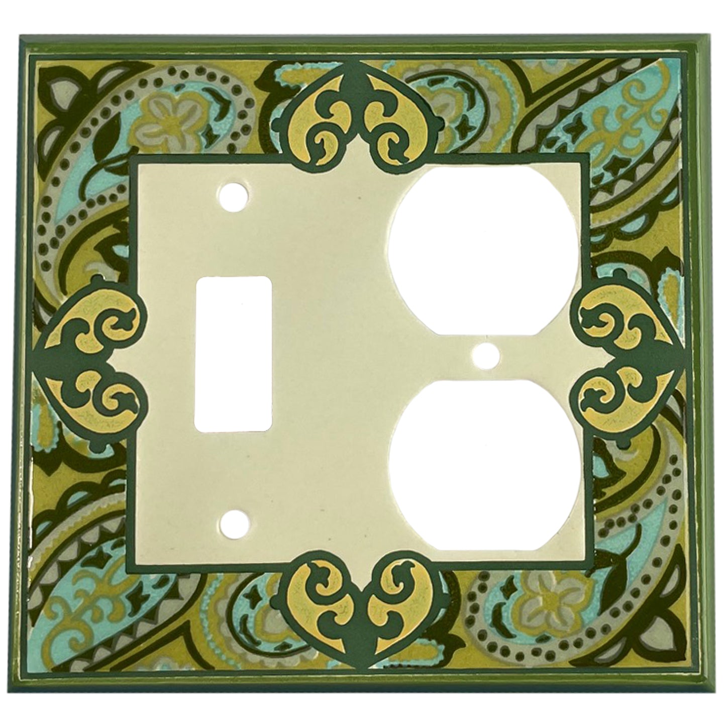 Paisley - Green Cover Plates Toggle / Duplex Wallplate