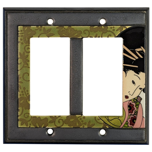 Asian - Green Cover Plates 2 Rocker Wallplate