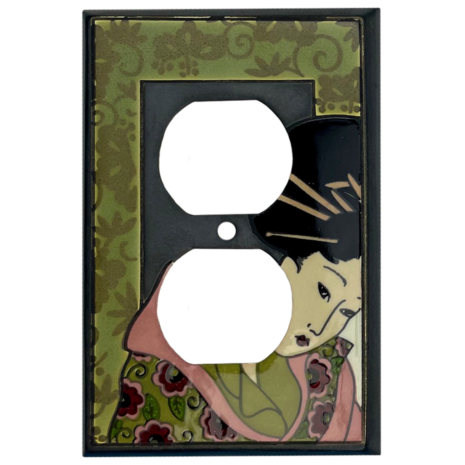 Asian - Green Cover Plates Duplex Outlet Wallplate