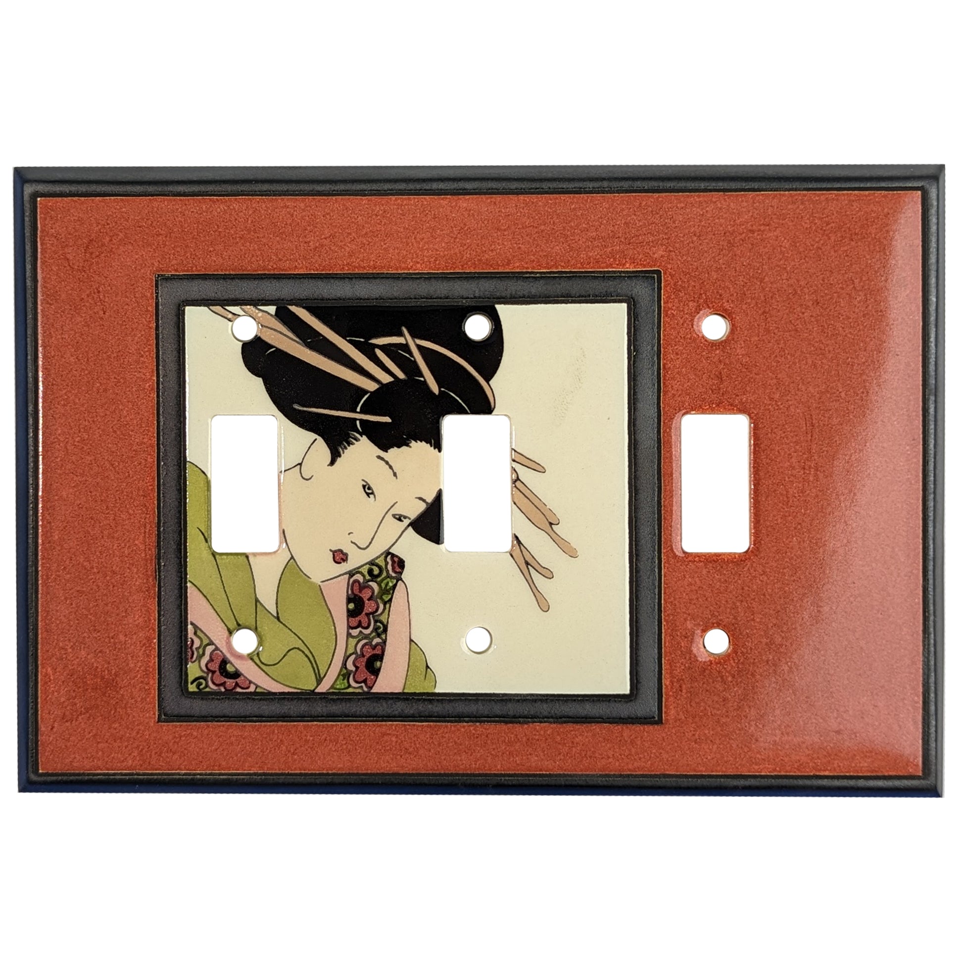 Asian - Red Single Covers Plates 3 Toggle Wallplate