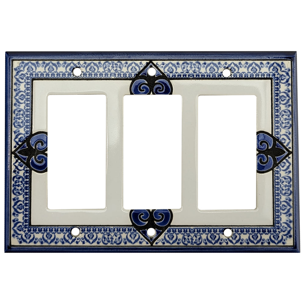 Morocco - Blue Cover Plates 3 Rocker Wallplate