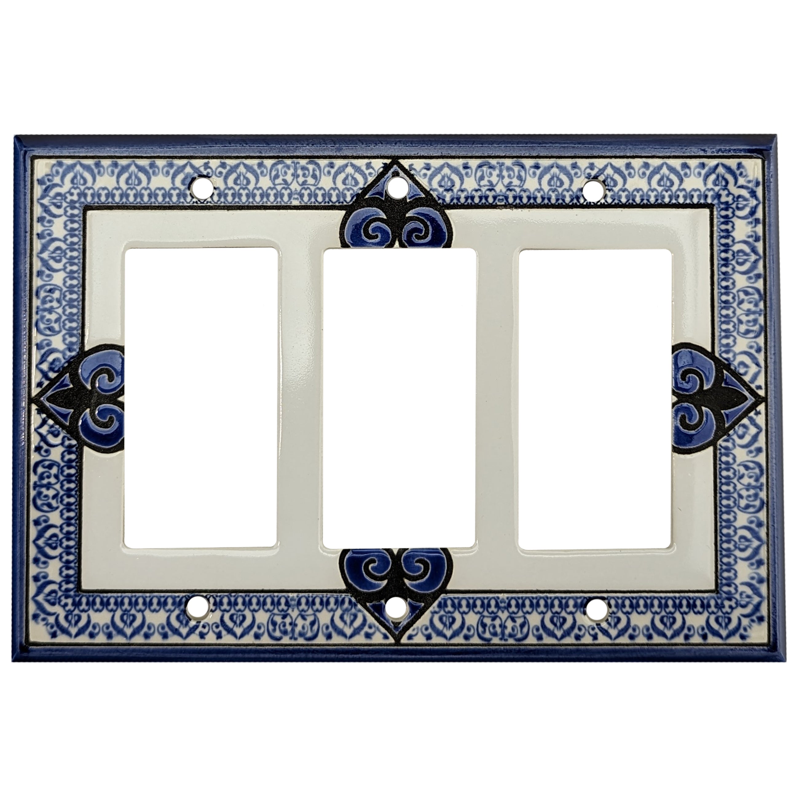 Morocco - Blue Cover Plates 3 Rocker Wallplate