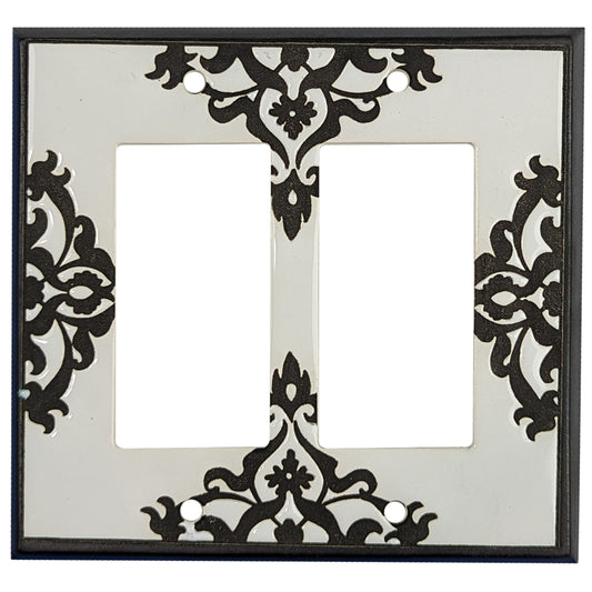 Lace - Black and White Cover Plates 2 Rocker Wallplate