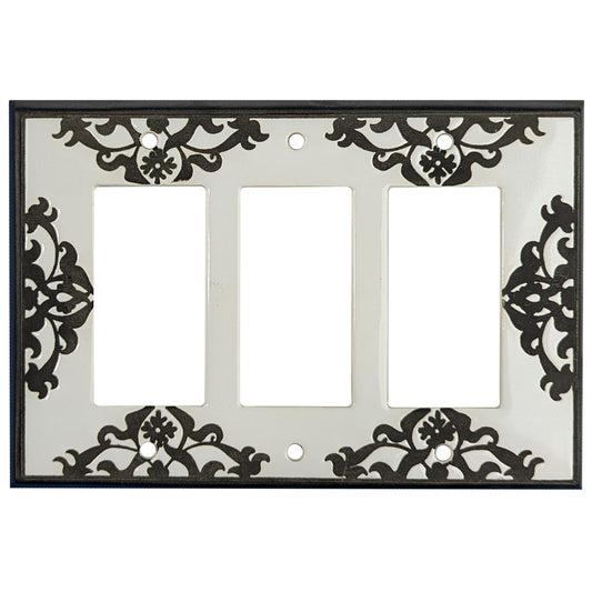 Lace - Black and White Cover Plates 3 Rocker Wallplate