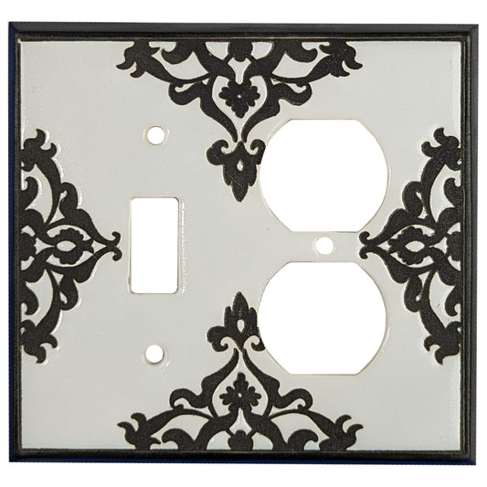 Lace - Black and White Cover Plates Toggle / Duplex Wallplate