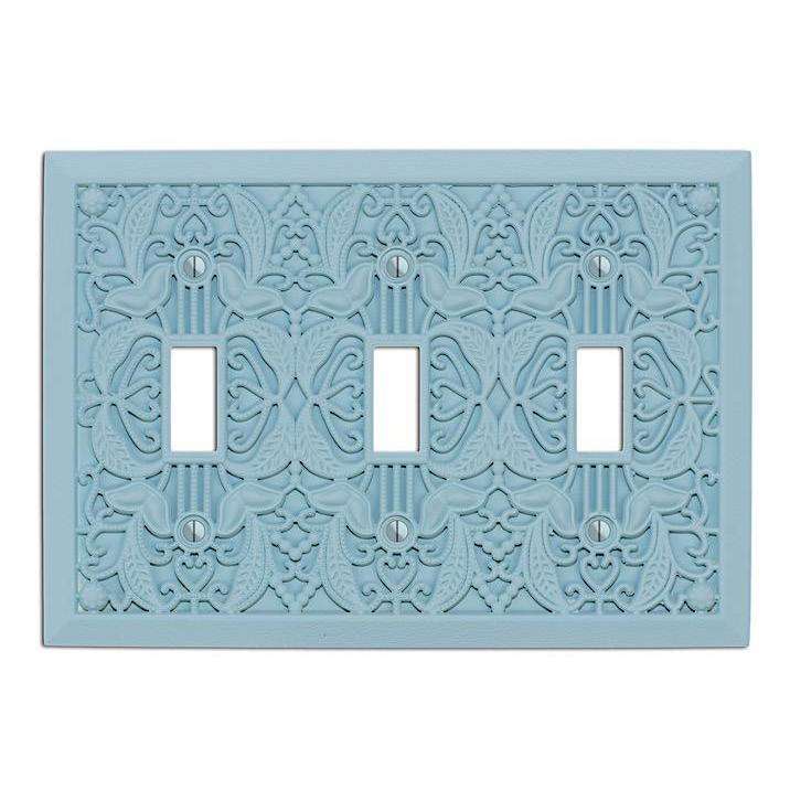 Blue Sky Filigree Shabby Chic Triple Toggle:Wallplatesonline.com