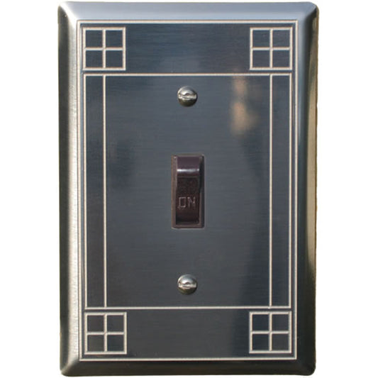 Arts and Crafts Stainless Steel Single Toggle Switchplate