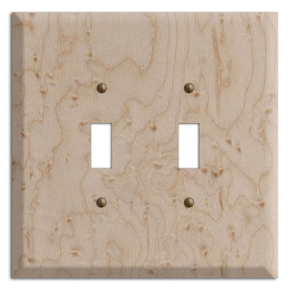 Oversized Discontinued Birdseye Maple Wood Double Toggle Switchplate