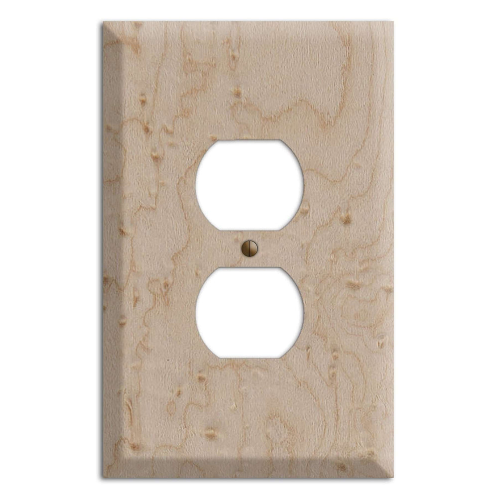 Oversized Discontinued Birdseye Maple Wood Duplex Outlet Cover Plate