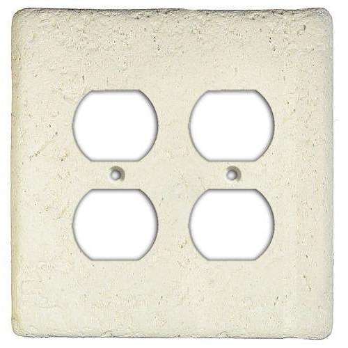 Biscuit Stone 2 Duplex Outlet Switchplate - Wallplatesonline.com