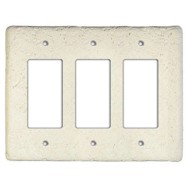 Biscuit Stone Triple Rocker Switchplate - Wallplatesonline.com