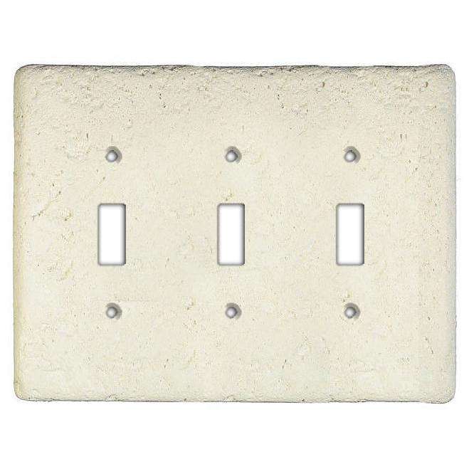 Biscuit Stone Triple Toggle Switchplate - Wallplatesonline.com