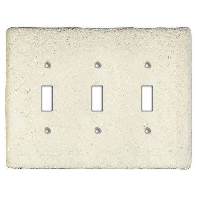 Biscuit Stone Triple Toggle Switchplate - Wallplatesonline.com
