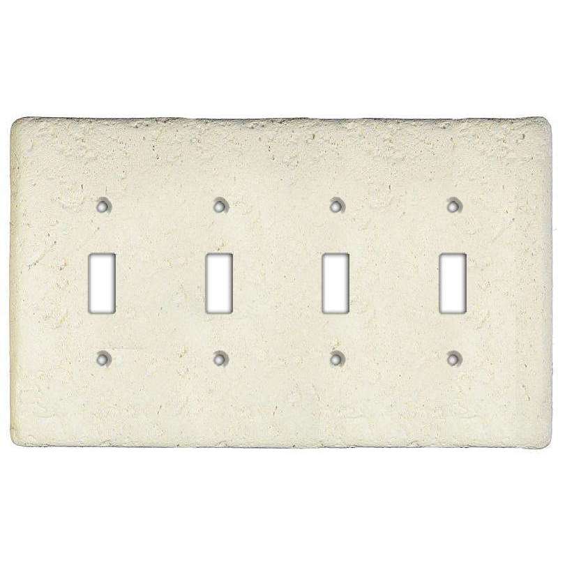Stonique Biscuit Stone Quad Toggle Switchplate