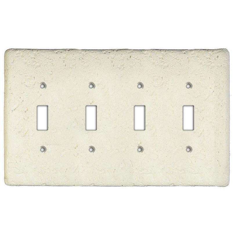 Biscuit Stone Quad Toggle Switchplate - Wallplatesonline.com