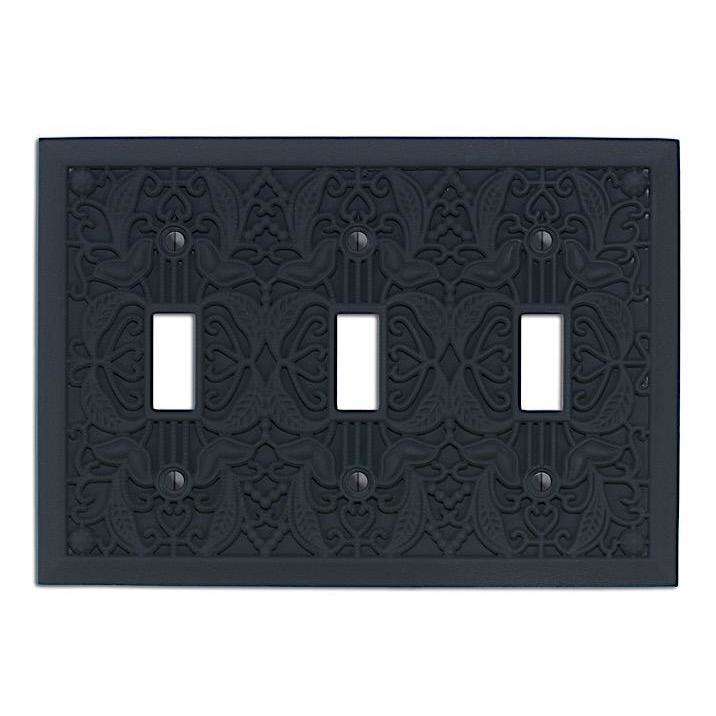 Midnight Filigree Shabby Chic Triple Toggle:Wallplatesonline.com