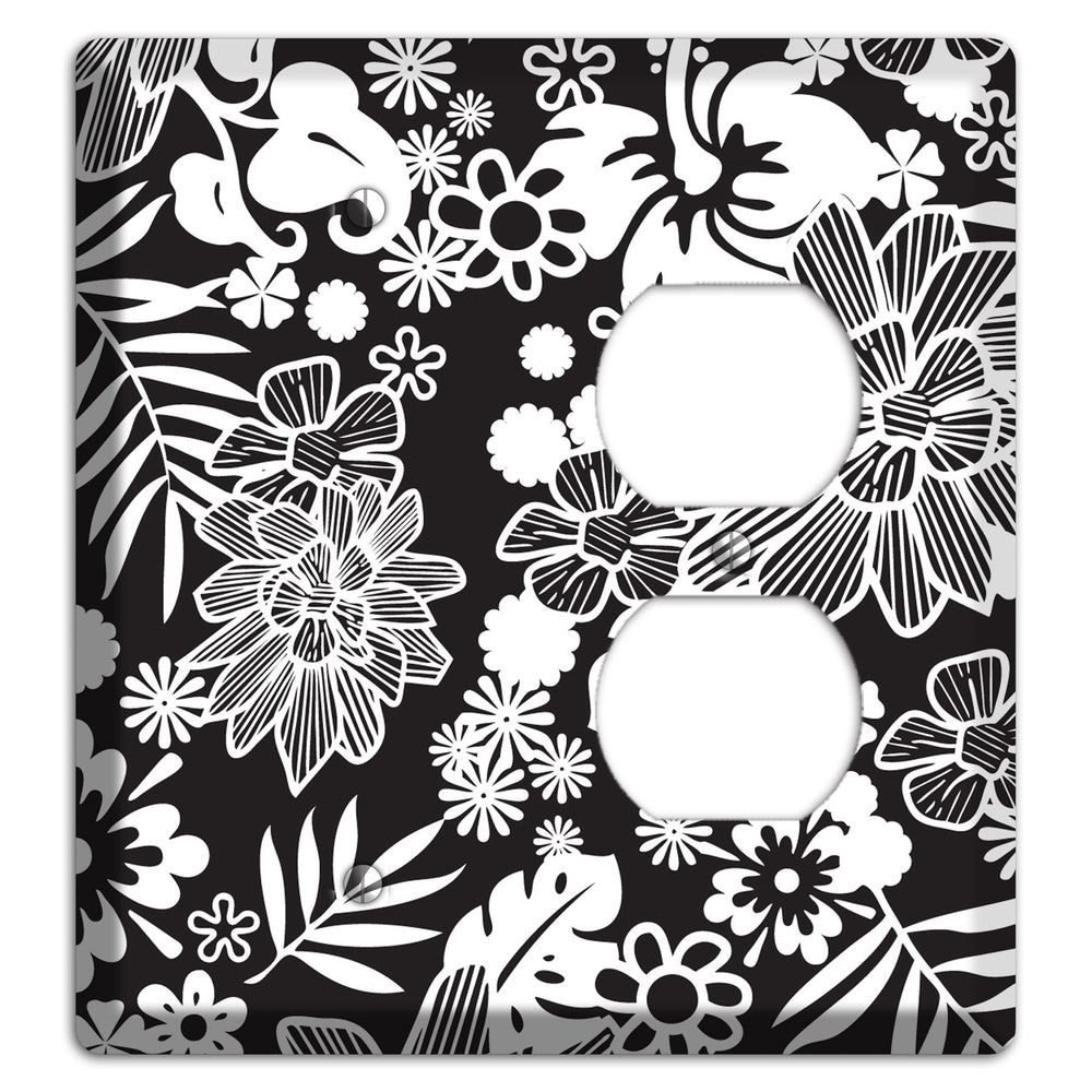 Black with White Tropical Blank / Duplex Wallplate