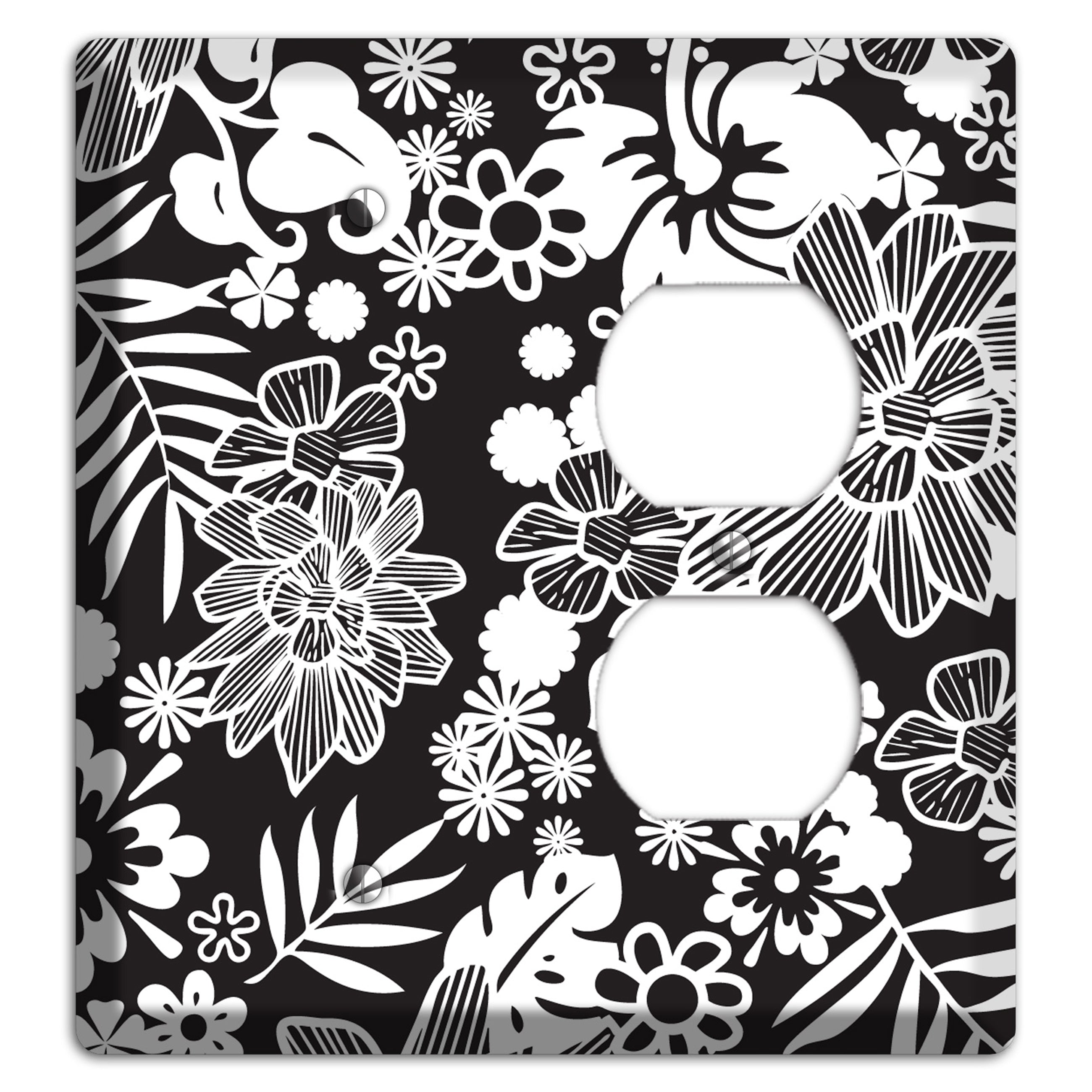 Black with White Tropical Blank / Duplex Wallplate