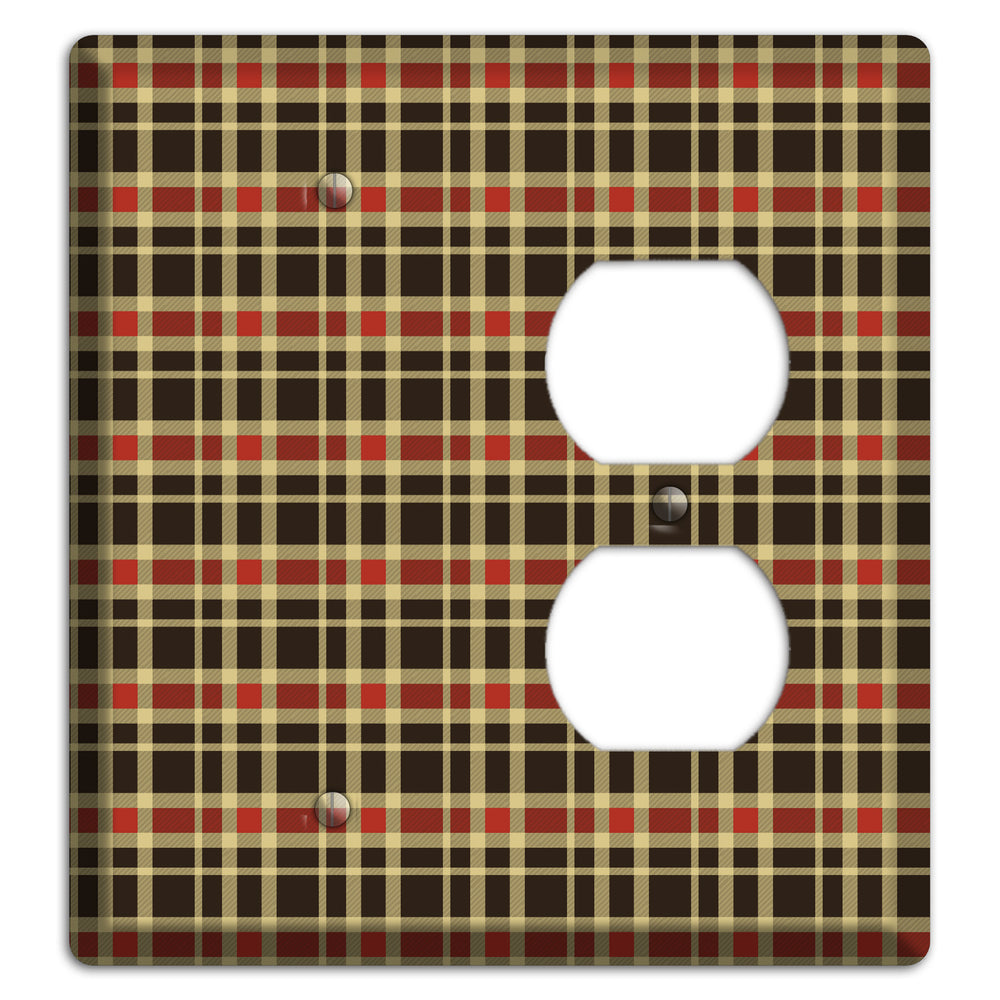 Maroon and Black Plaid Blank / Duplex Wallplate