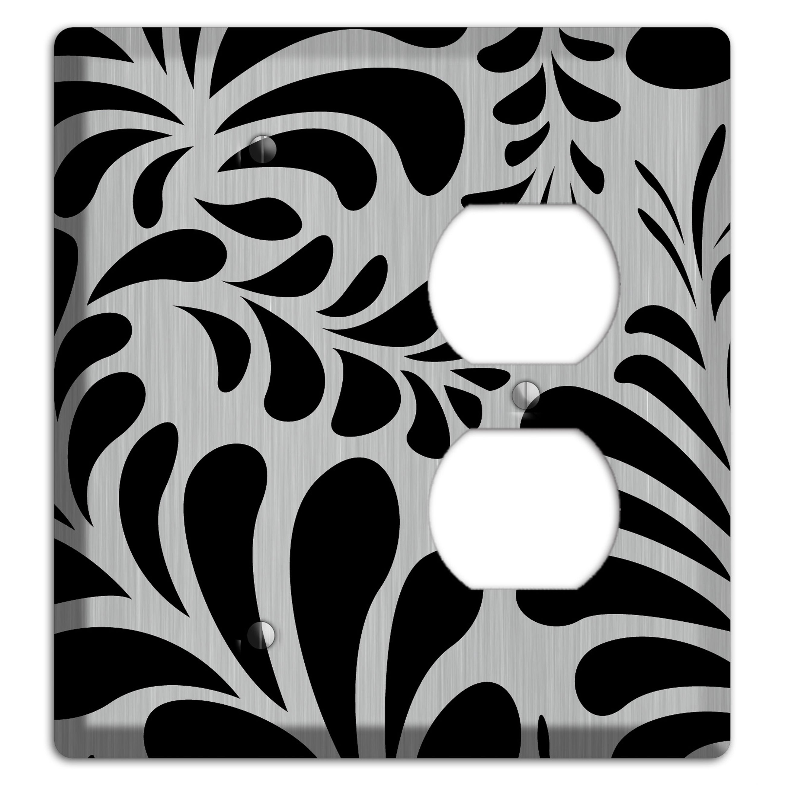 Black Herati  Stainless Blank / Duplex Wallplate