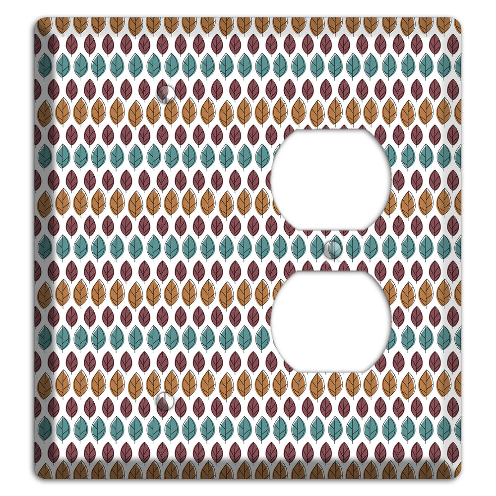 Multi Brown Dusty Blue Leaf Contour Blank / Duplex Wallplate