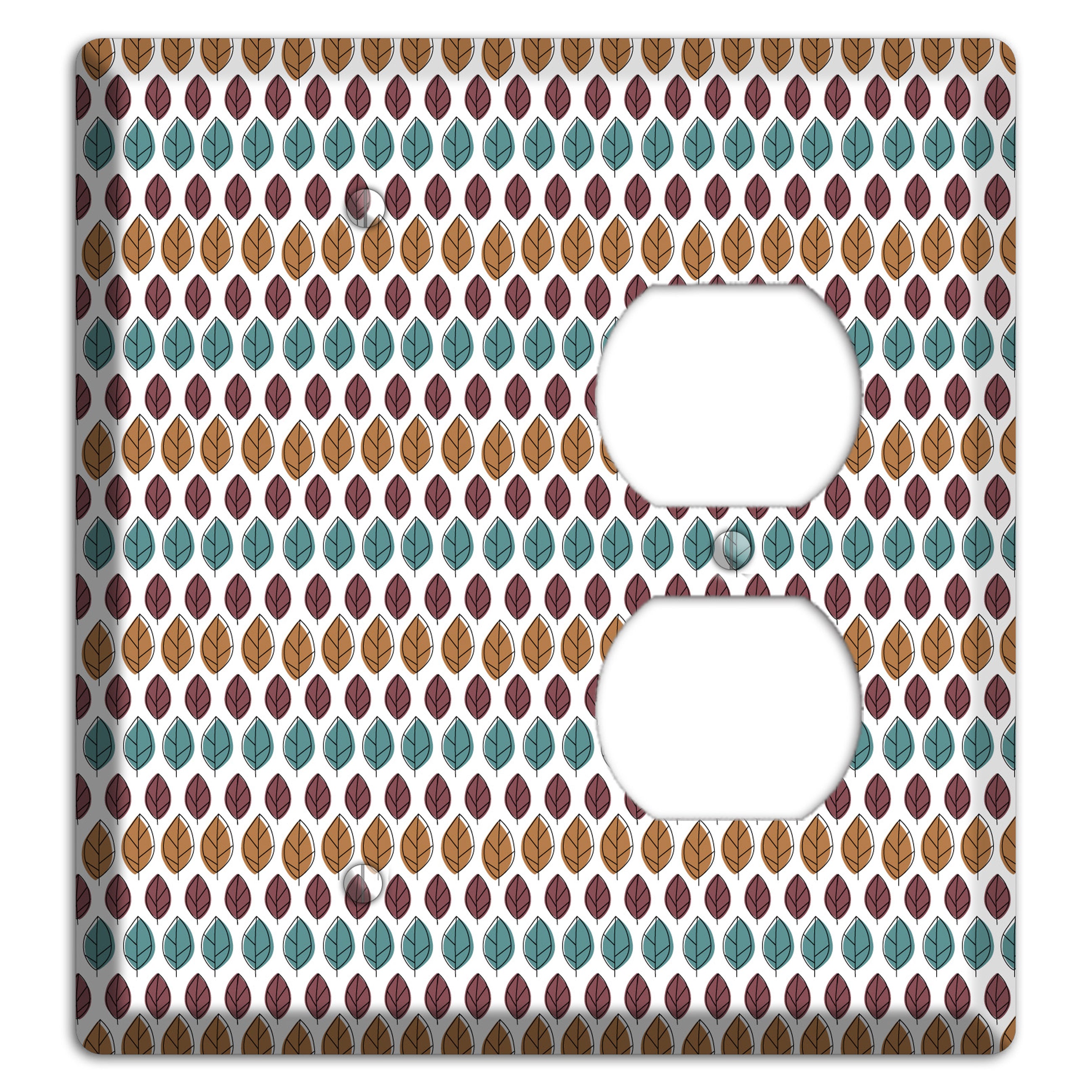 Multi Brown Dusty Blue Leaf Contour Blank / Duplex Wallplate