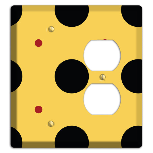 Yellow with Black and Red Multi Tiled Medium Dots Blank / Duplex Wallplate