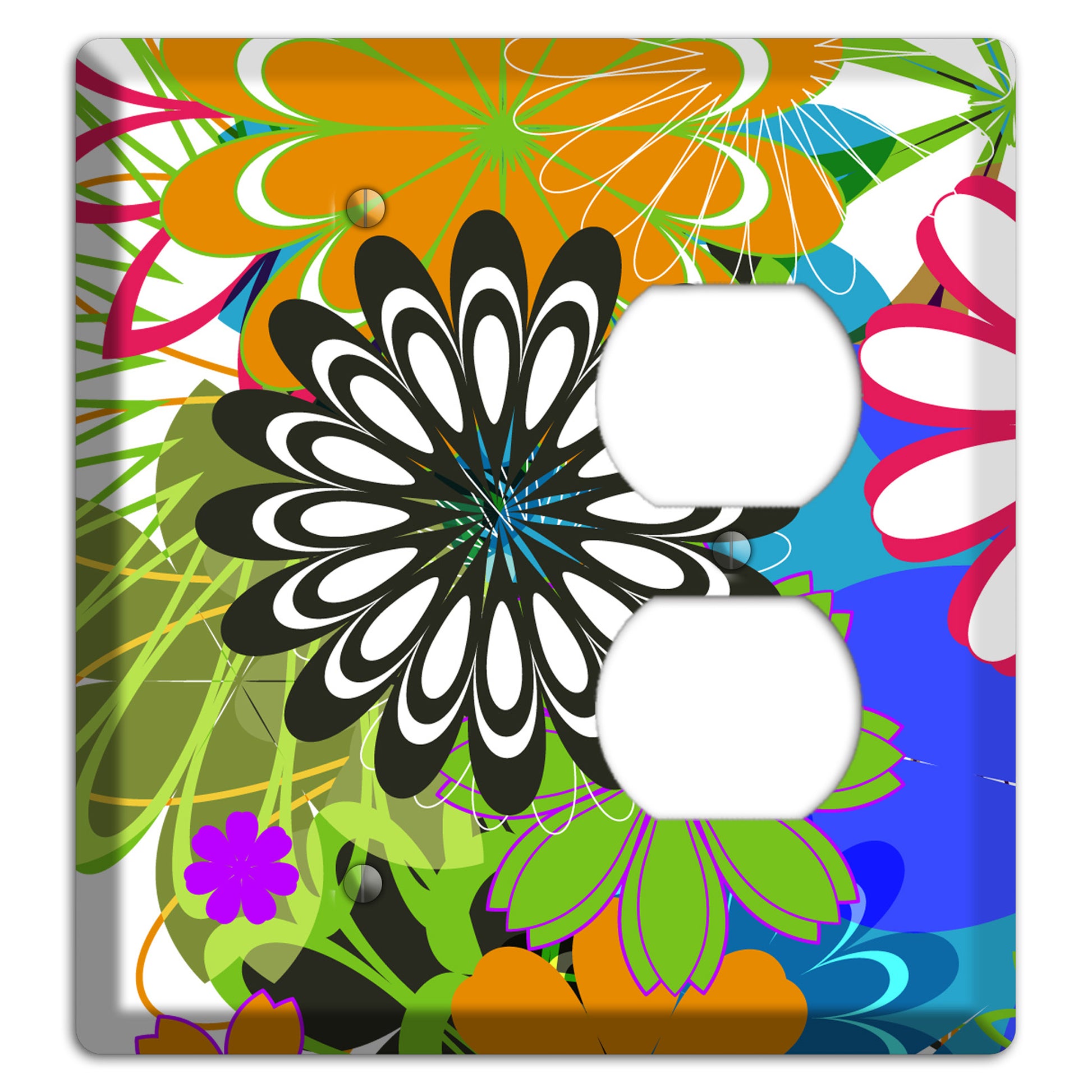 Multi Retro Flowers Blank / Duplex Wallplate