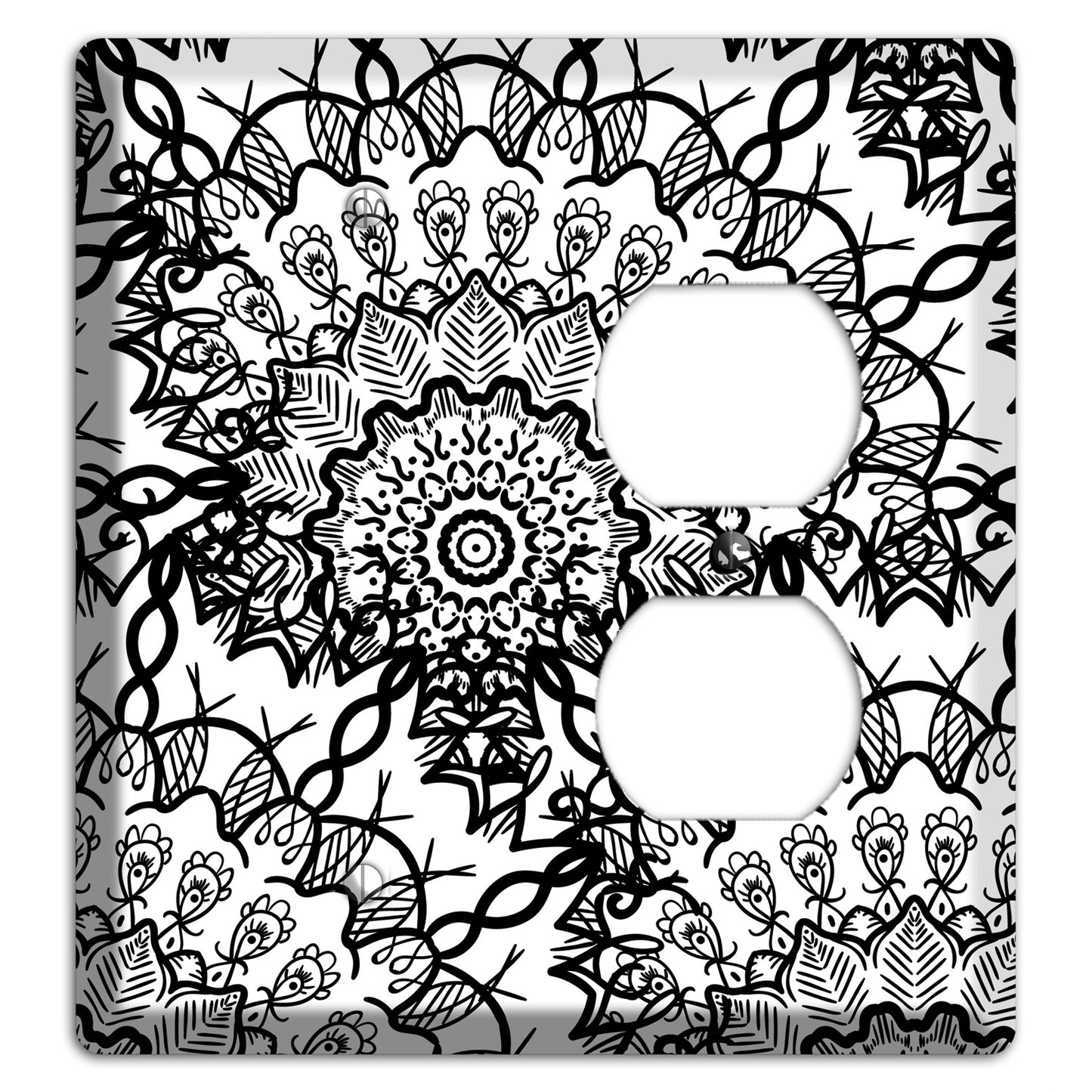 Mandala Black and White Style P Cover Plates Blank / Duplex Wallplate