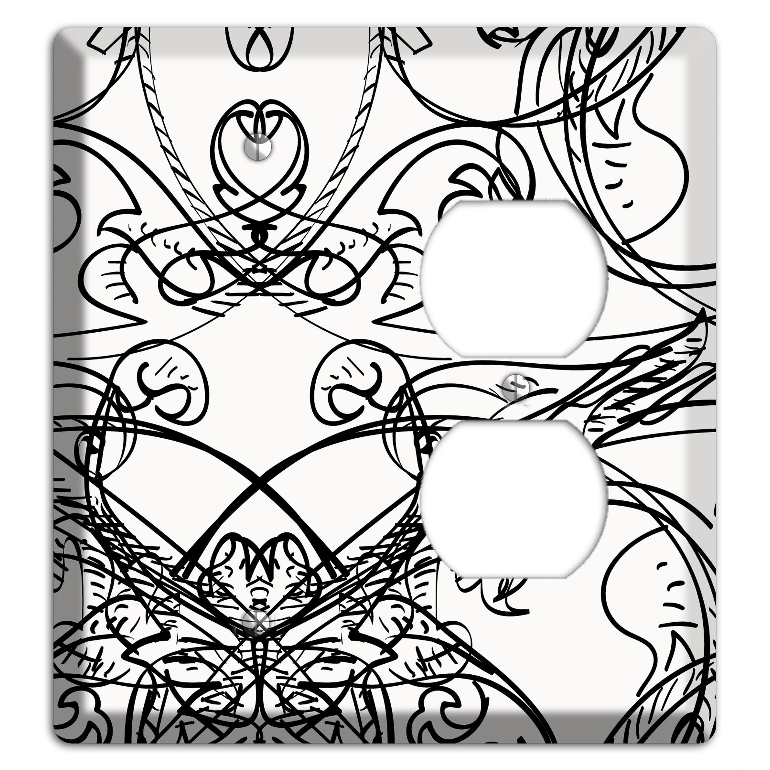 White Deco Sketch Blank / Duplex Wallplate