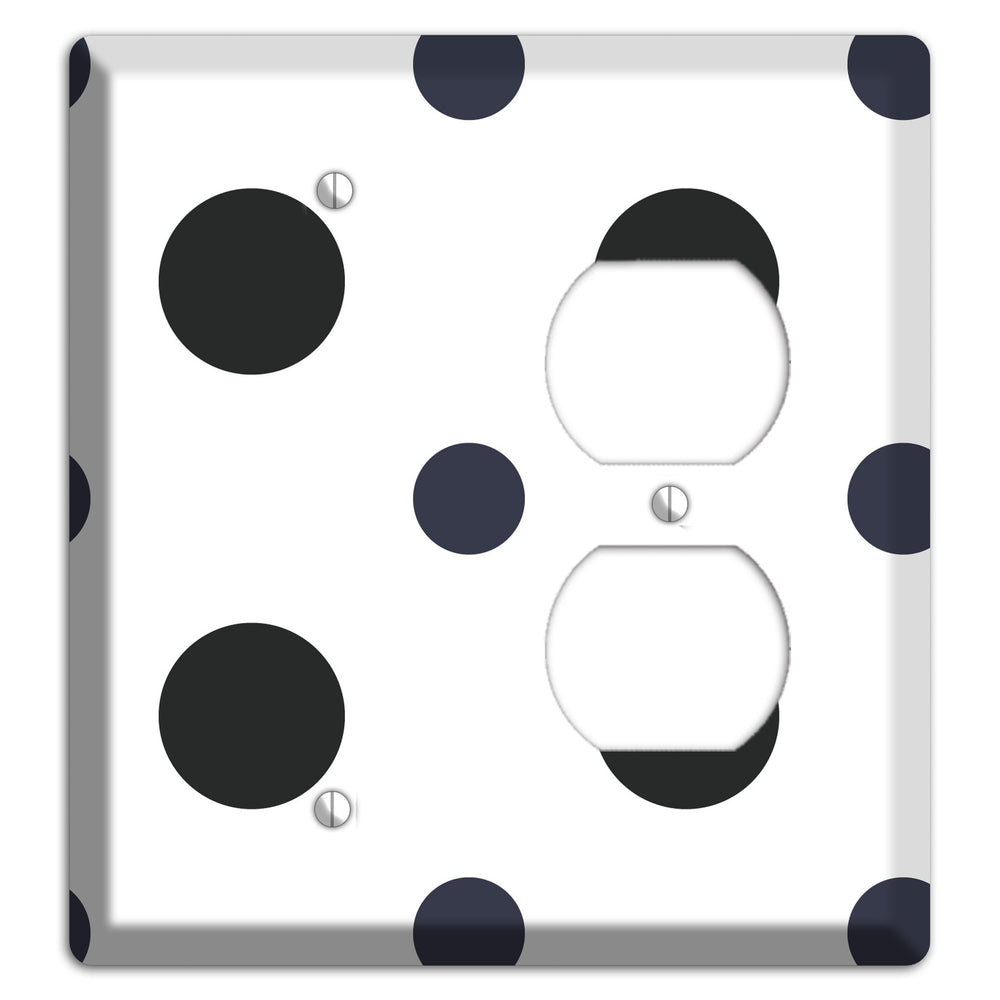 Black Multi Medium Polka Dots Blank / Duplex Wallplate