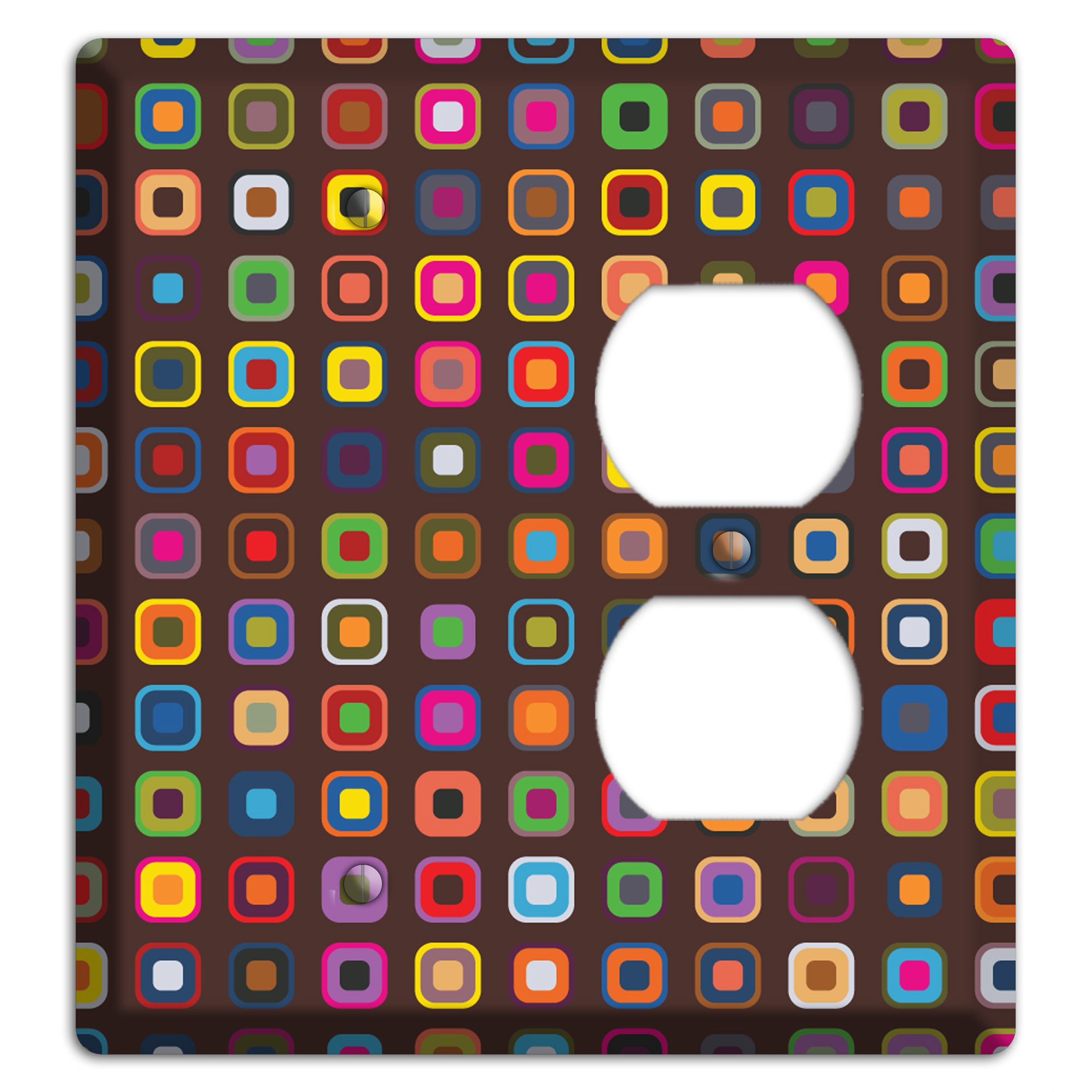 Brown with Multi Retro Squares Blank / Duplex Wallplate