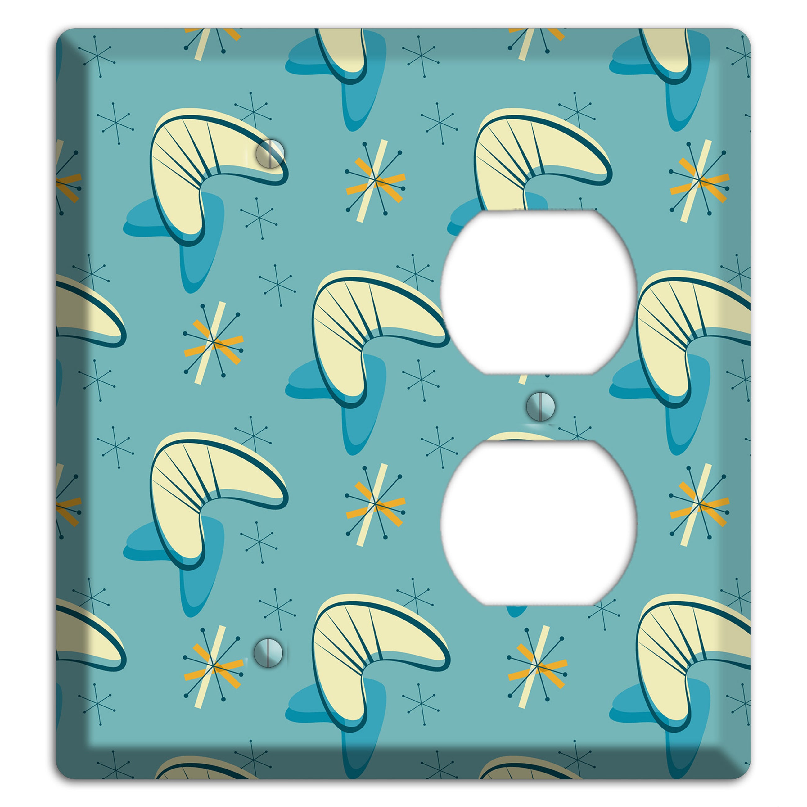 Yellow and Blue Boomerang Blank / Duplex Wallplate