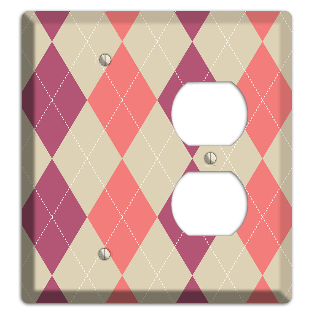 Pink and Tan Argyle Blank / Duplex Wallplate