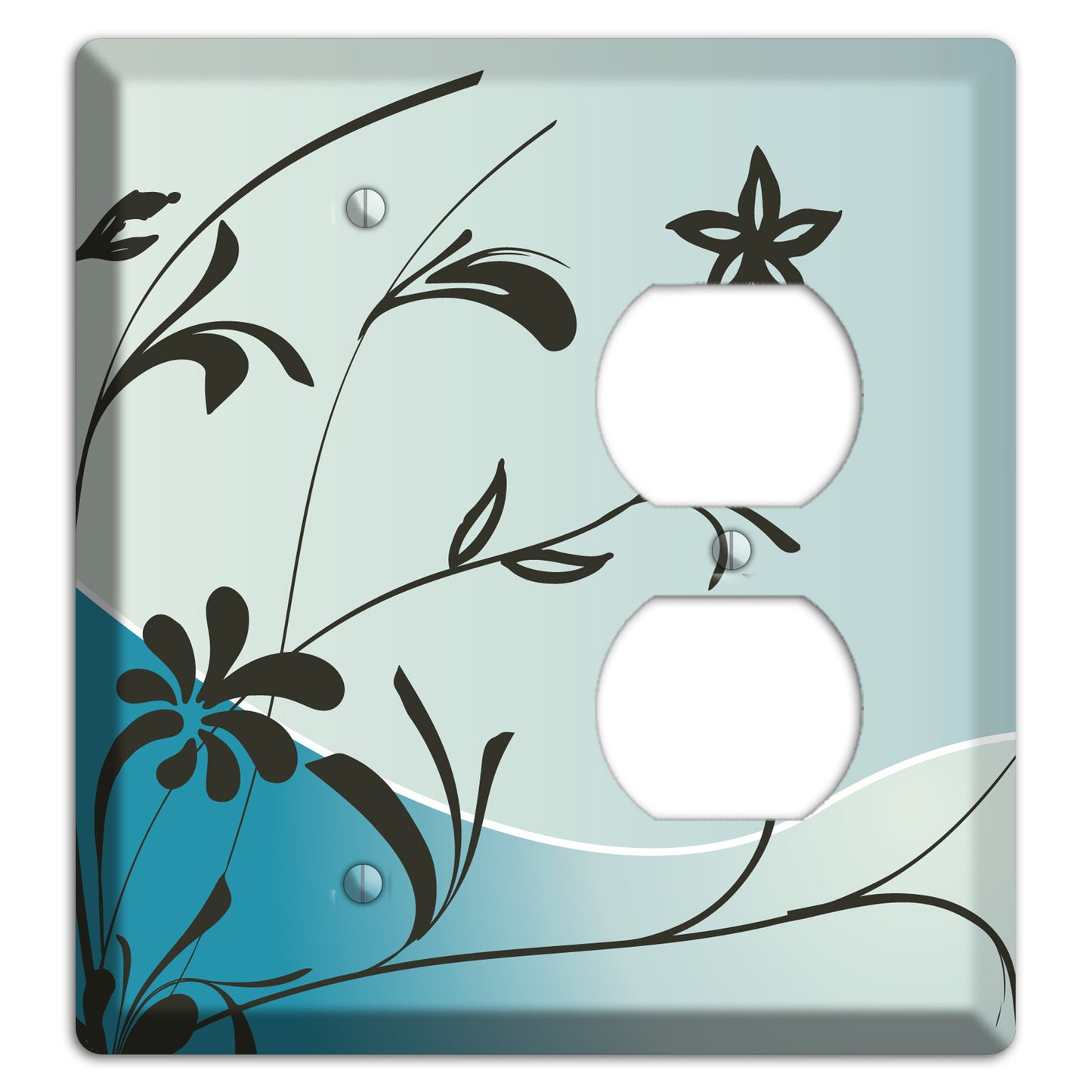 Blue-grey Floral Sprig Blank / Duplex Wallplate
