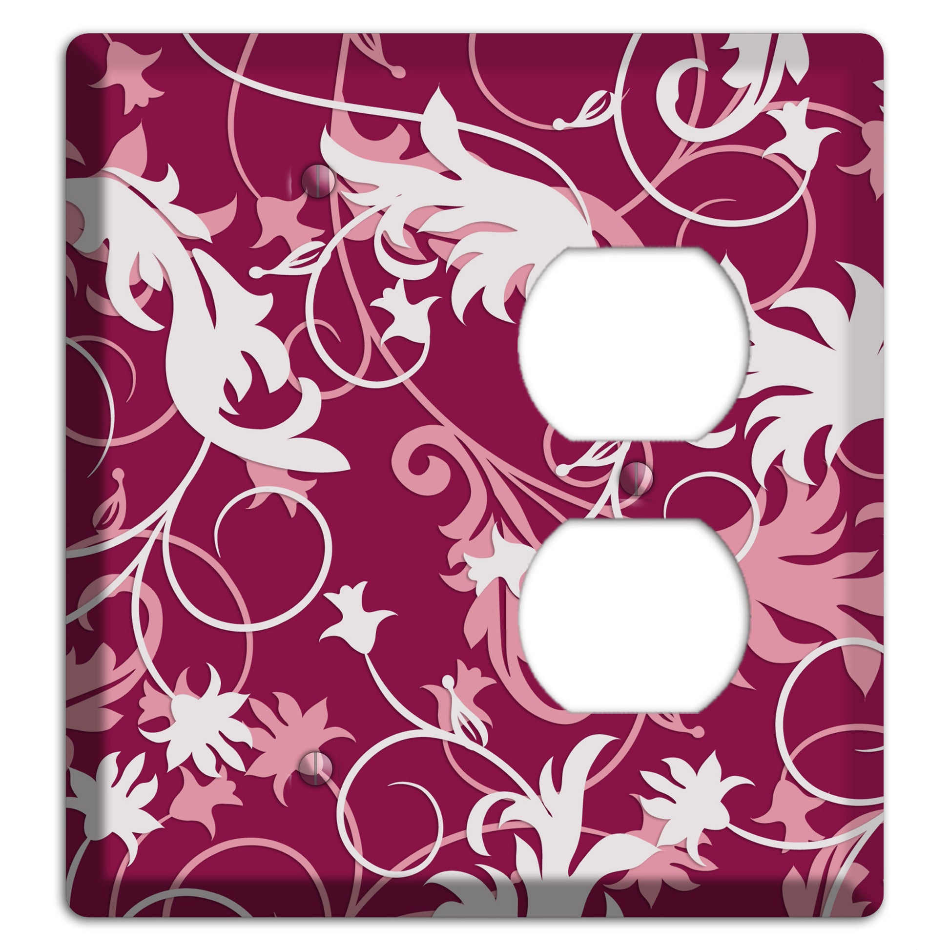 Fuschia and Pink Victorian Sprig Blank / Duplex Wallplate