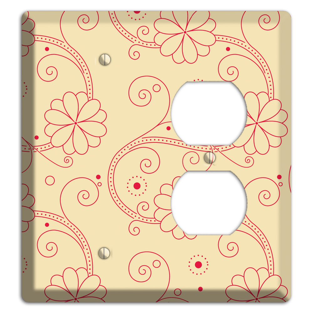 Off White Floral Swirl Blank / Duplex Wallplate