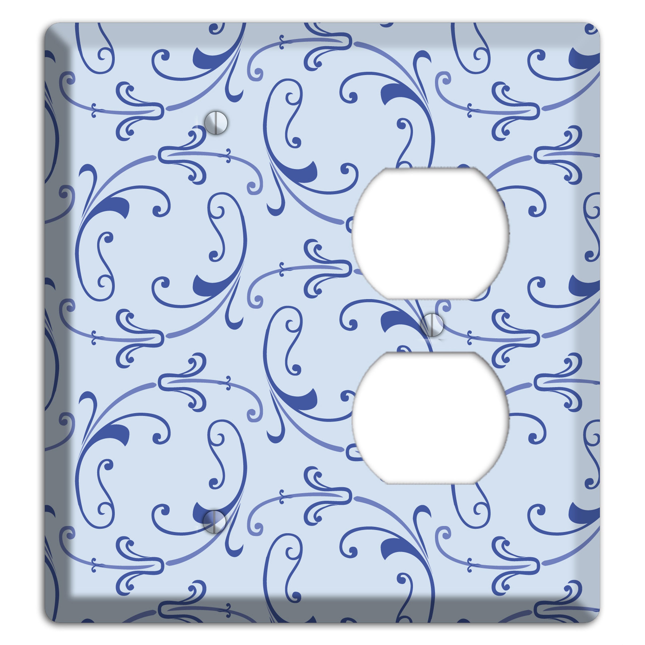 Light Blue Victorian Sprig Blank / Duplex Wallplate