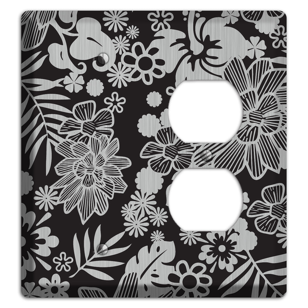 Black with Stainless Steel Tropical Blank / Duplex Wallplate