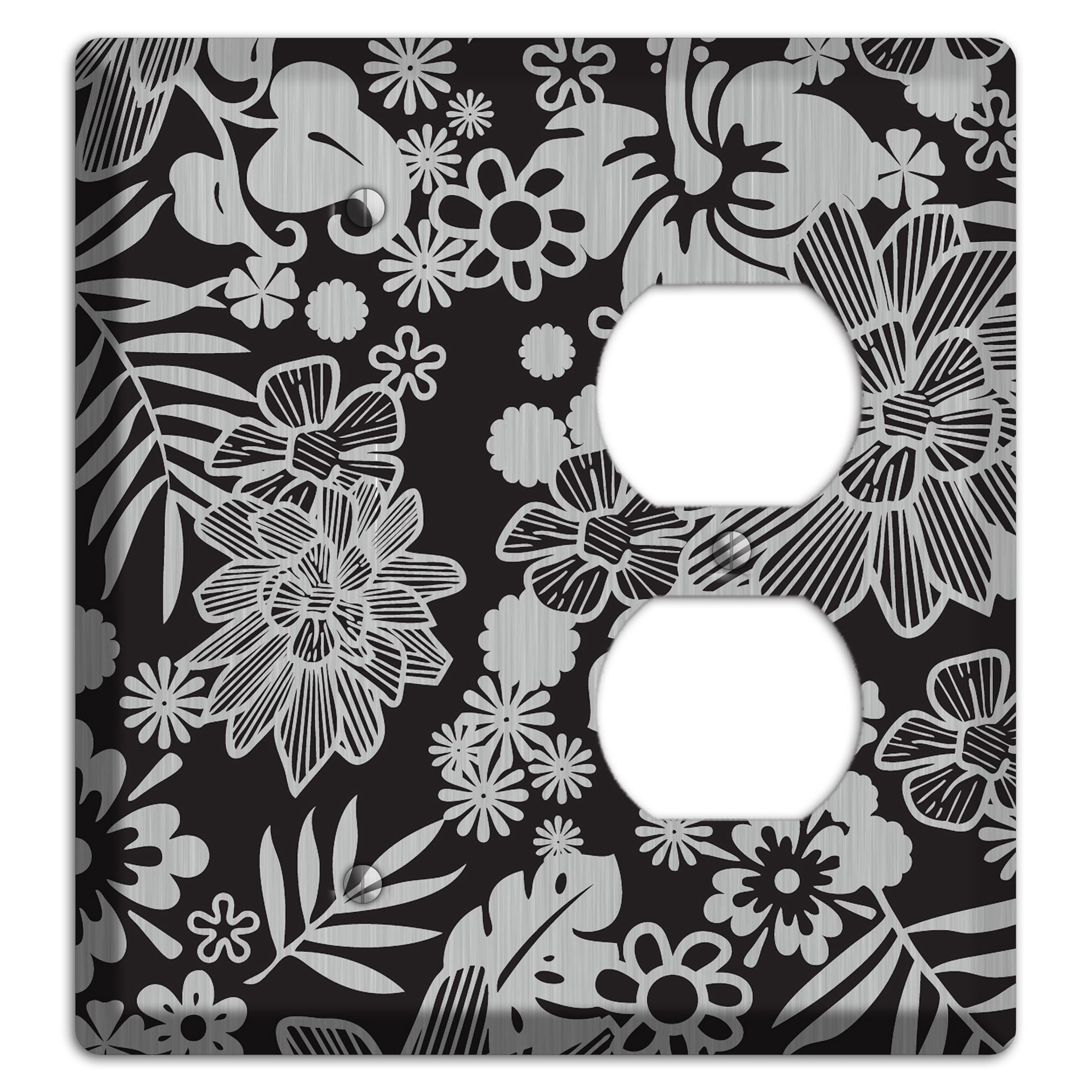 Black with Stainless Tropical Blank / Duplex Wallplate