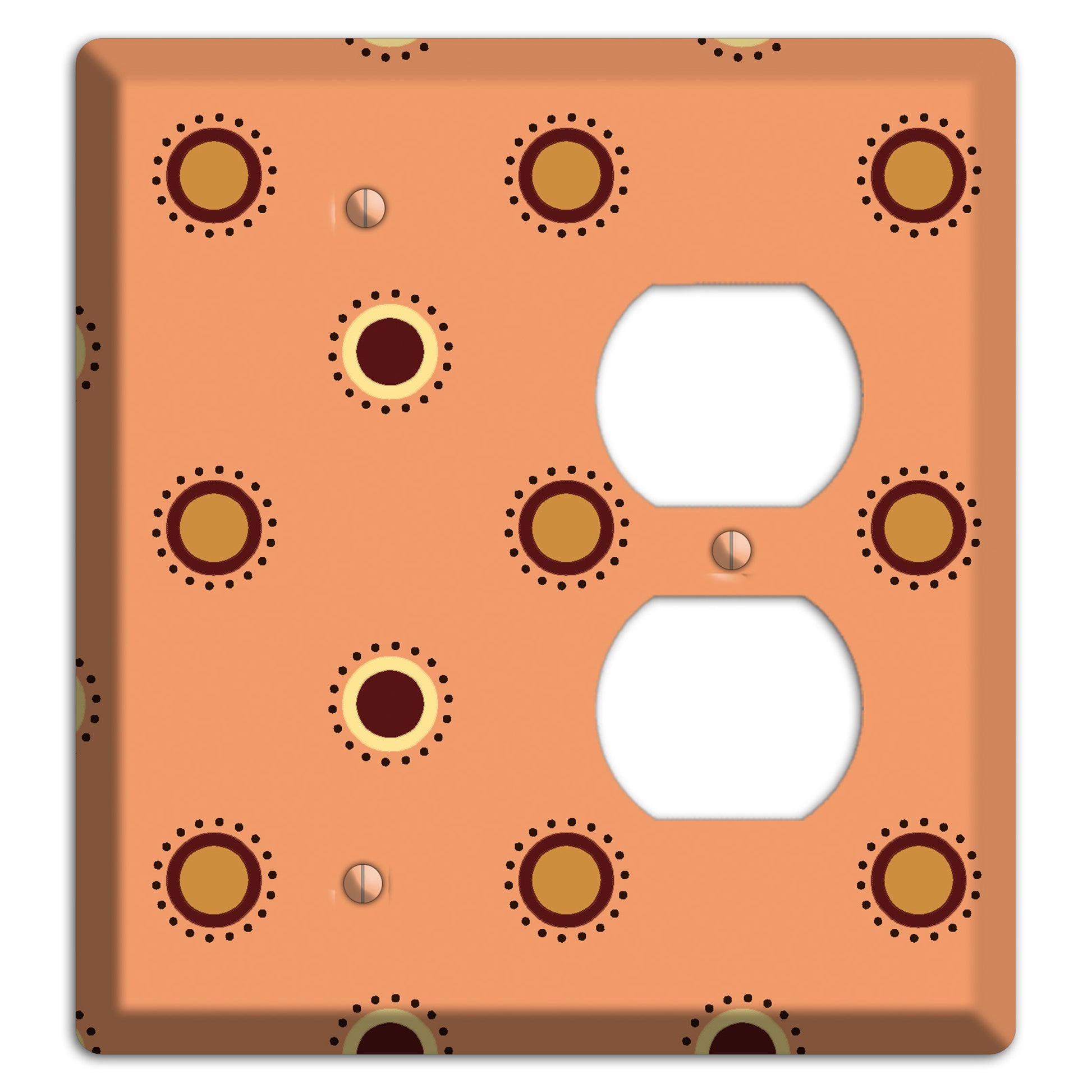 Coral with Multi Brown Suzani Dots Blank / Duplex Wallplate