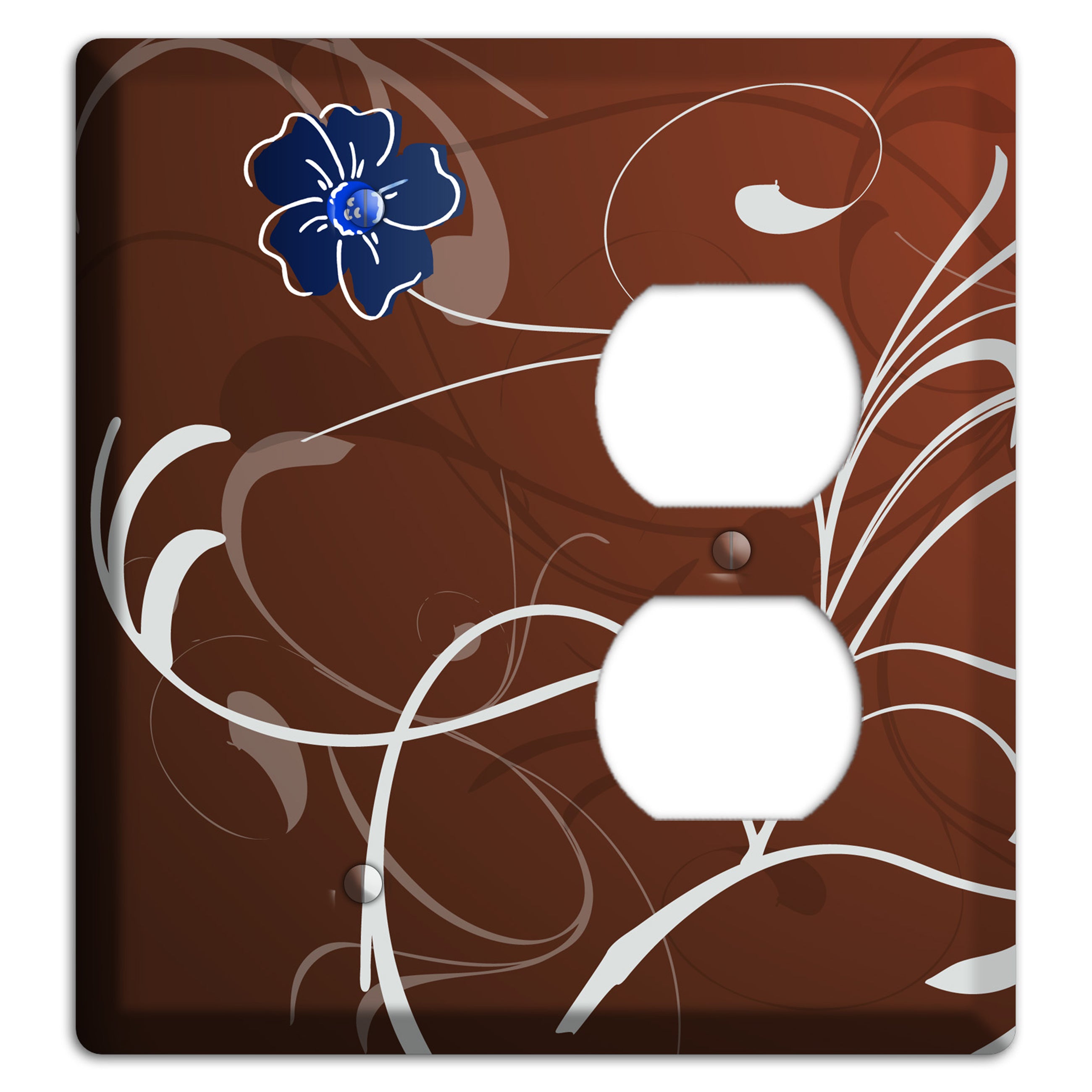 Brown Flower with Swirl Blank / Duplex Wallplate