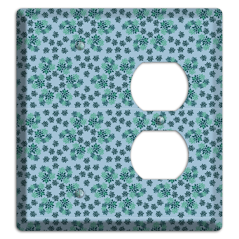 Blue with Multi Green Calico Blank / Duplex Wallplate