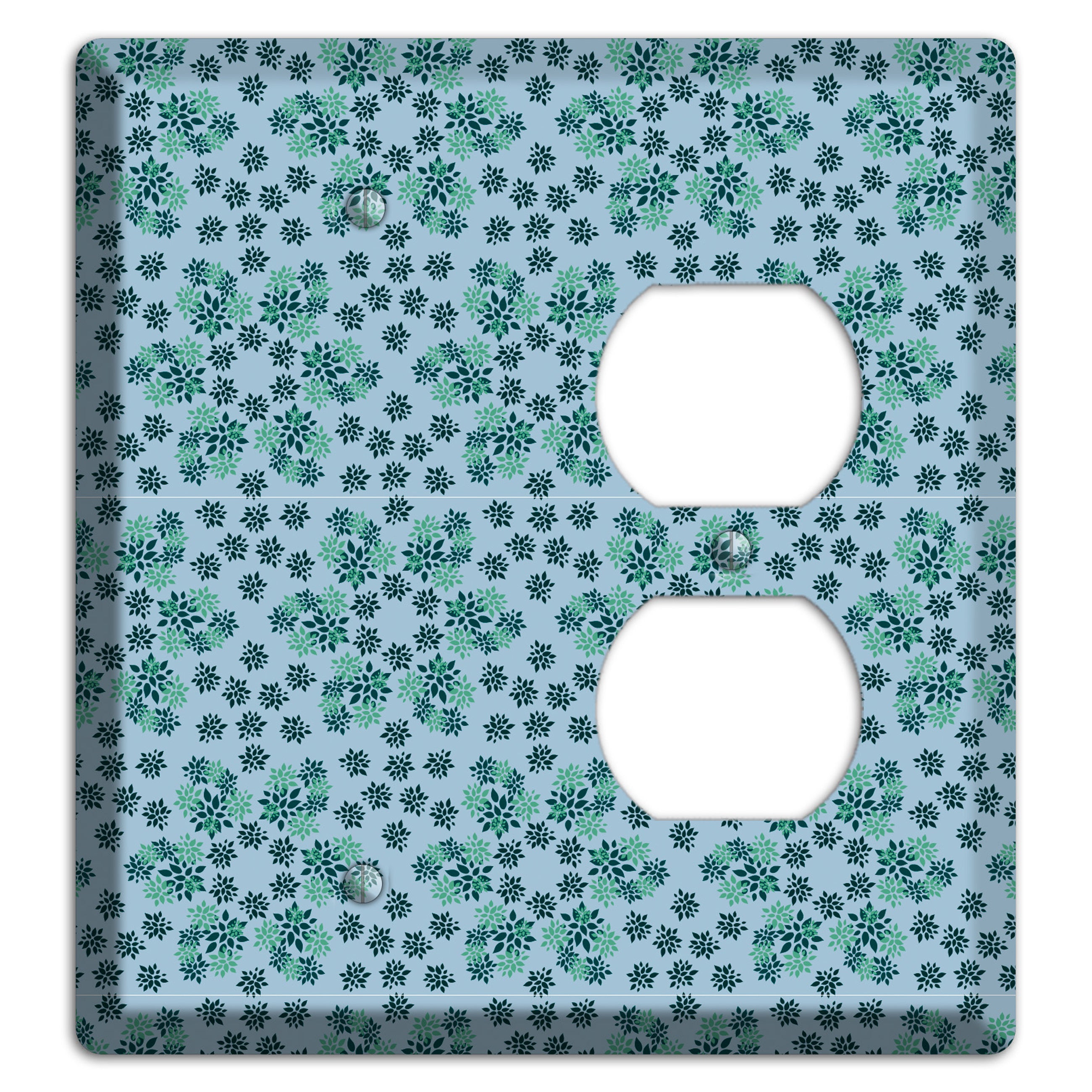 Blue with Multi Green Calico Blank / Duplex Wallplate