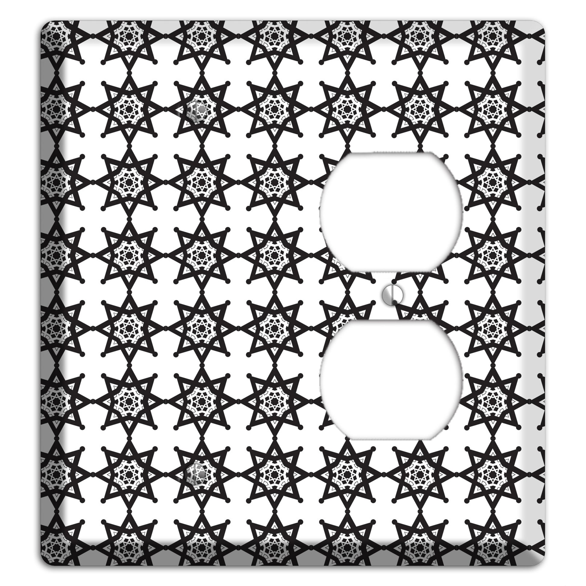 White with Black Arabesque Aster Blank / Duplex Wallplate