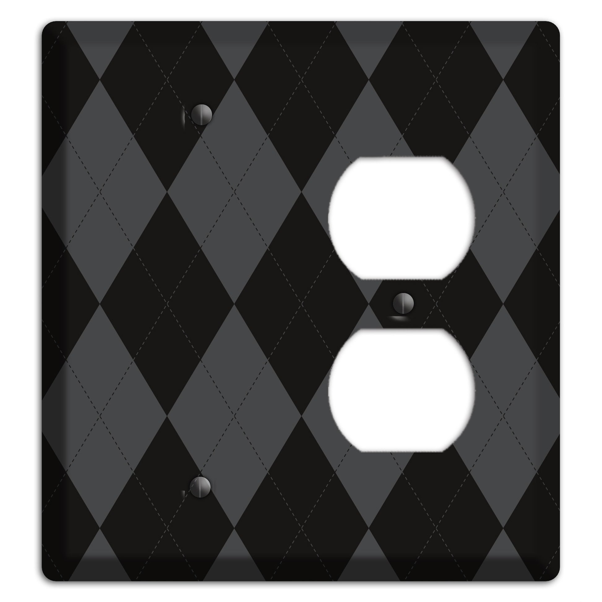 Black and Grey Argyle Blank / Duplex Wallplate