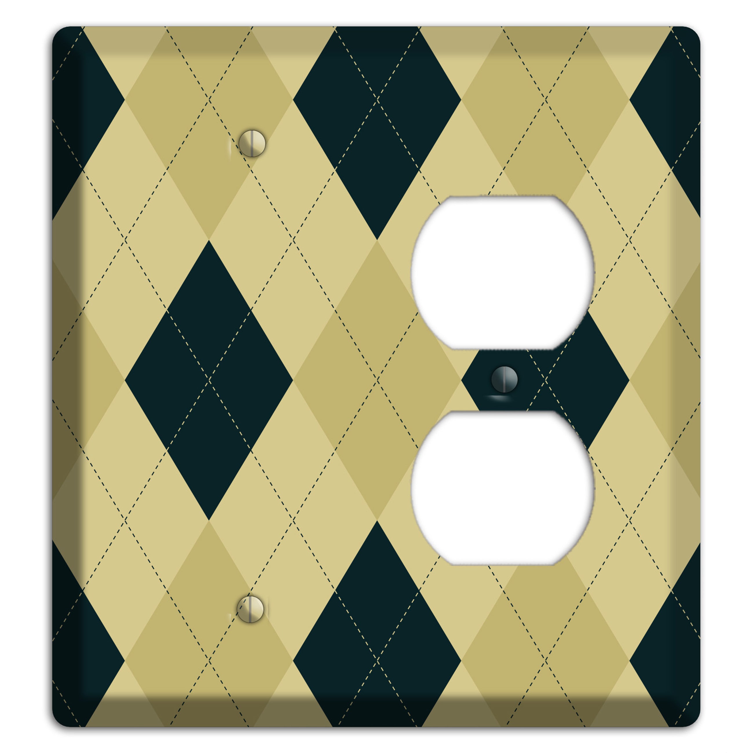 Beige and Yellow Argyle Blank / Duplex Wallplate