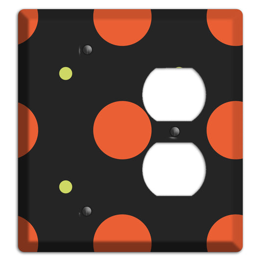 Black wih Orange and Lime Multi Tiled Medium Dots Blank / Duplex Wallplate
