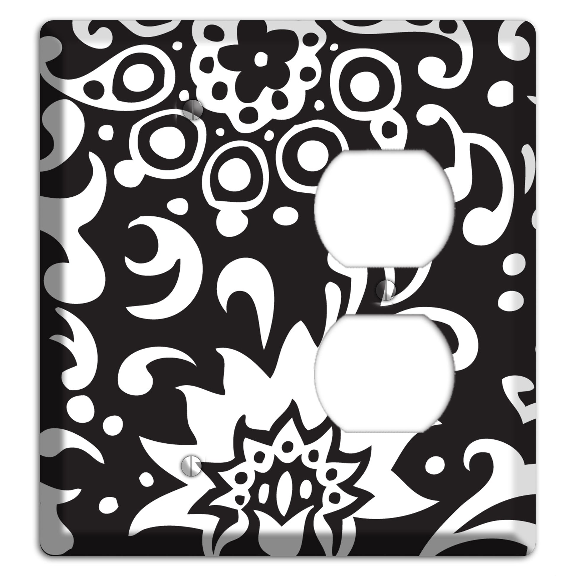 Black with White Boteh Blank / Duplex Wallplate